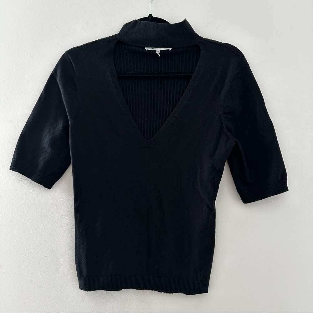 Frame Cutout Turtleneck Sweater Black Medium Silk Blend